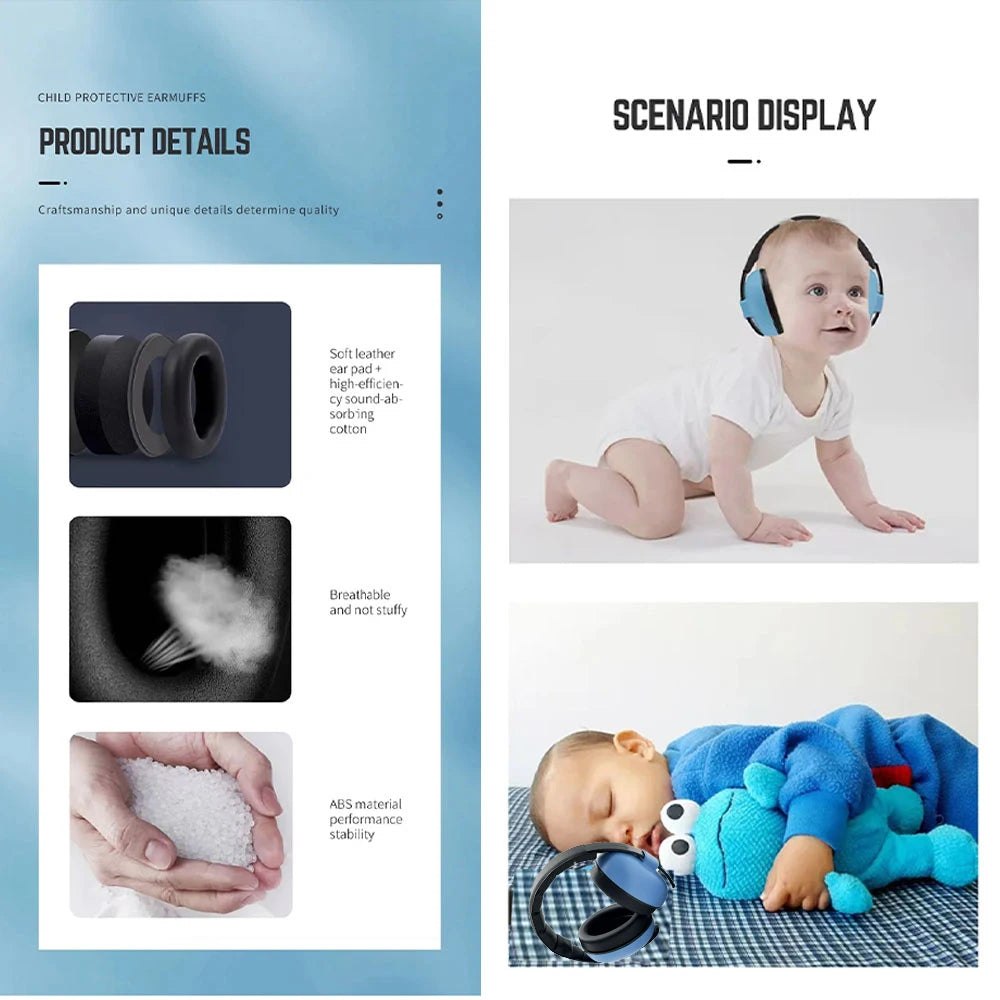 Baby Soundproof EarMuffs Noise Reduction Soundproof Headphones Children Aircraft Noise Reduction Sleep Ear Muffs Newest