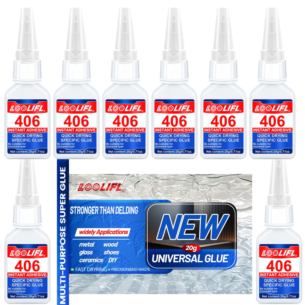 LOOLIFL 406 Glue Instant Quick Dry Cyanoacrylate Strong Adhesive Universal Fast Repairing Glue For Wood Plastic Jewelry Glue