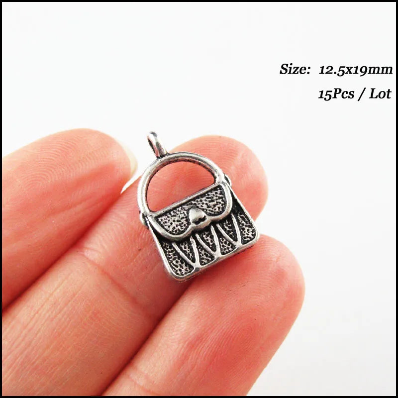 Fashion New Lady Handbag Valise Charms Tibetan Silver Plated Pendants For Gifts Jewelry