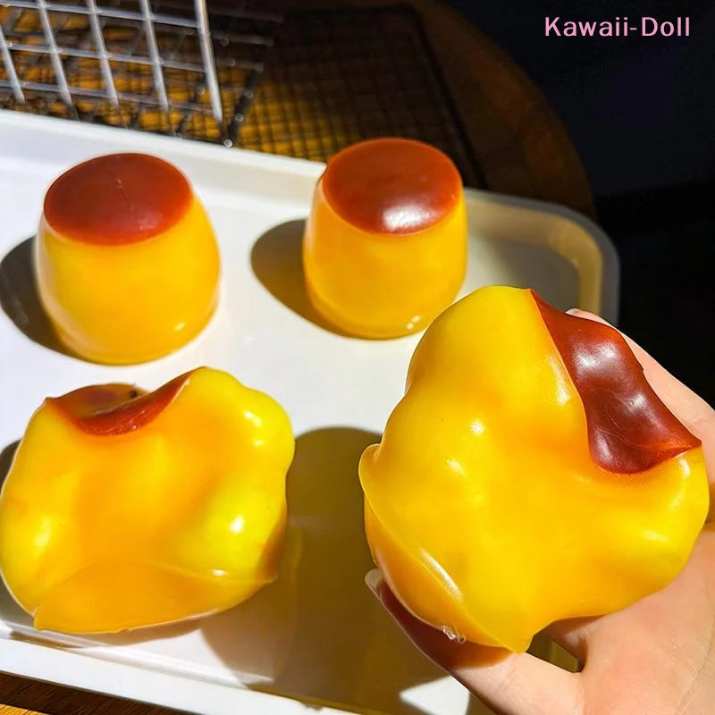 [DO]Pudding Squeeze Toys Food Shaped Squeeze Sensory Toy Rebound Soft Stress Relief Toy Creative Relaxation[DO]