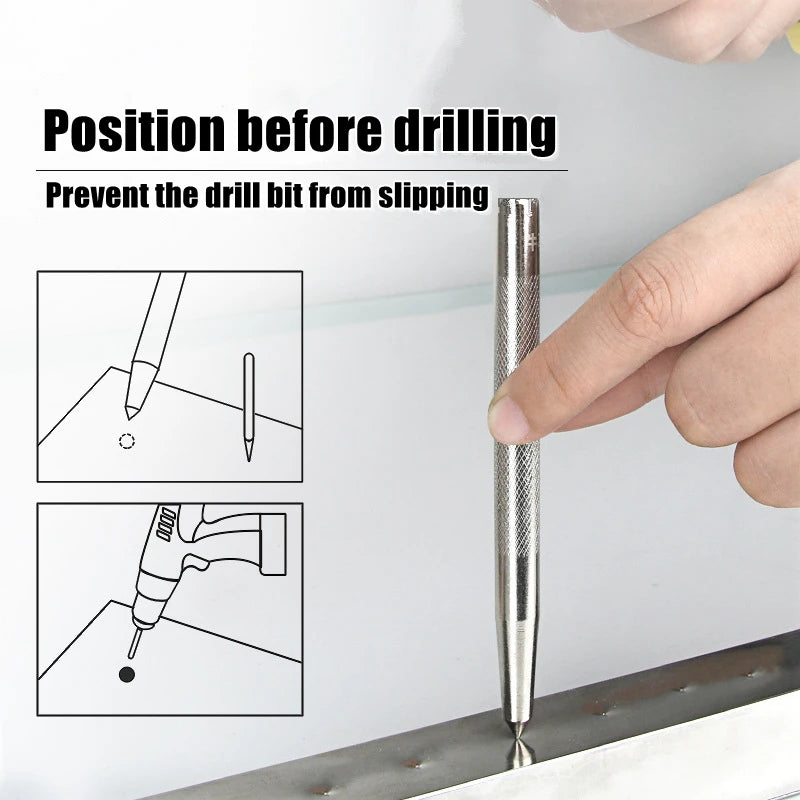 High Hardness Center Punch Non-slip Handle Tapered Punch Point Punch Locator Metal Drill Mark Center Punch Fitter's Chisel Punch