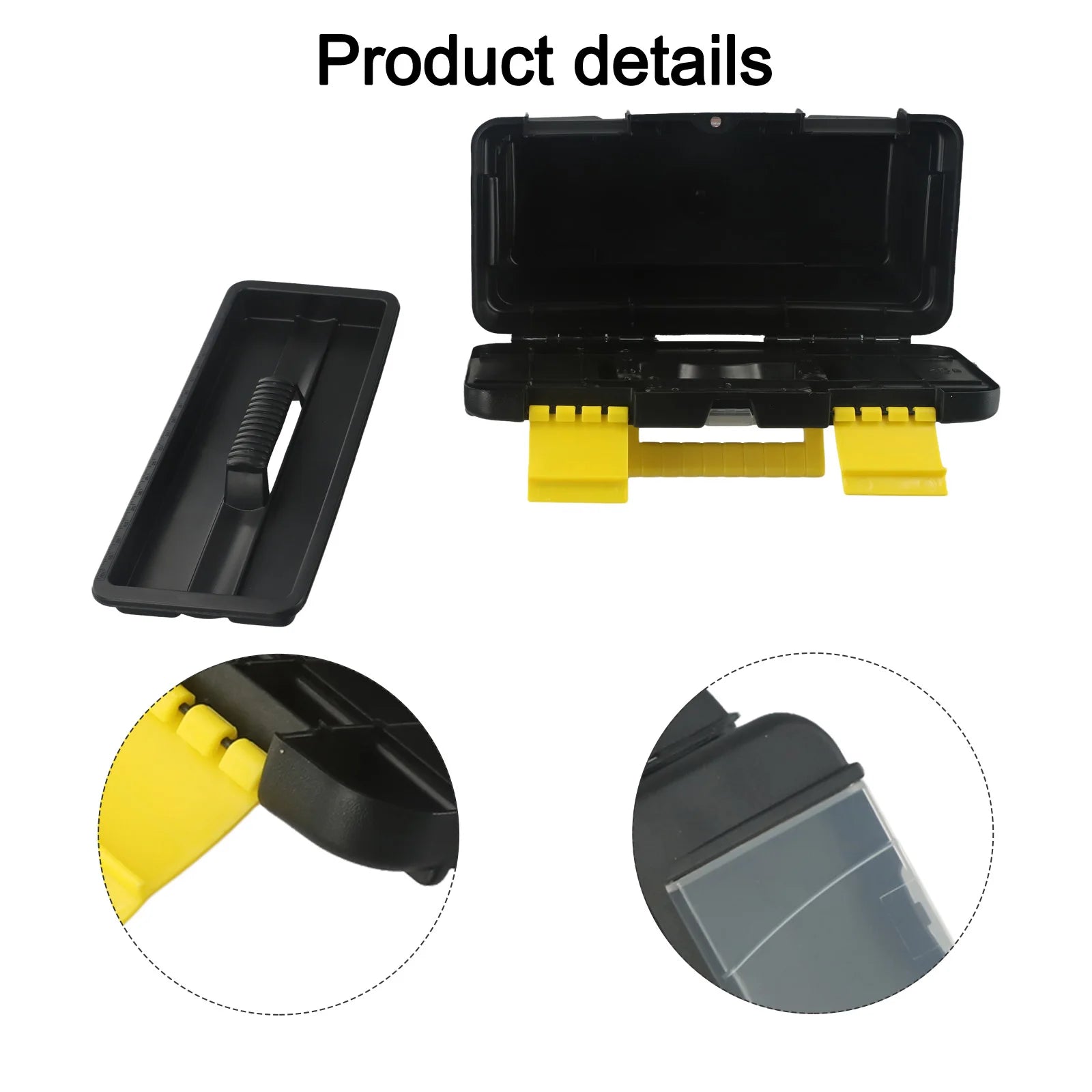 10-Inch Two-Layer Plastic Toolbox With Metal Hinges And 4 Latches For Tool Storage And Accessories Organization Black
