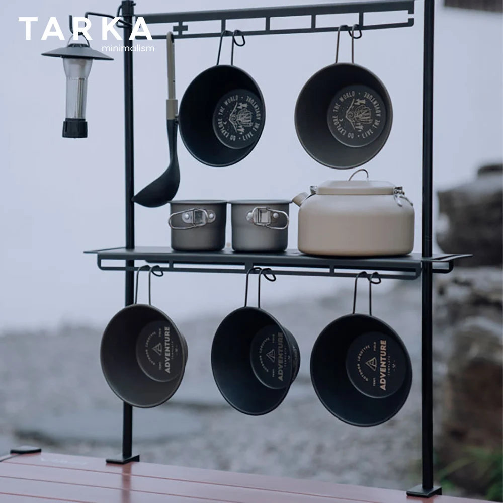 TARKA Camping Shelf Lantern Stand, Tableware Tools Hanging Rack,  Multifunctional IGT Tabletop  Storage Rack Light Holder