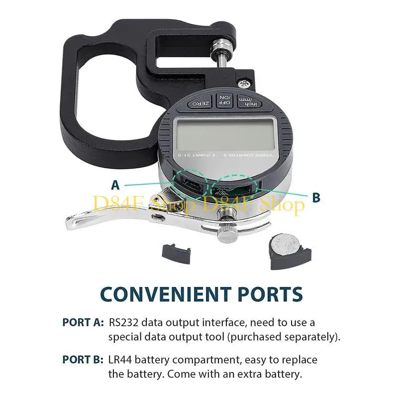 D84F Digital Thickness Gauge 0.001mm/0.00005" 12.7mm/0.5" Electronic Micrometer Thick