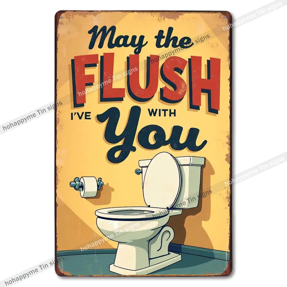 Retro Metal Tin Bathroom Signs Wall Decor for Home Restroom Vintage Toilet Humor Art Unique Gift Ideas