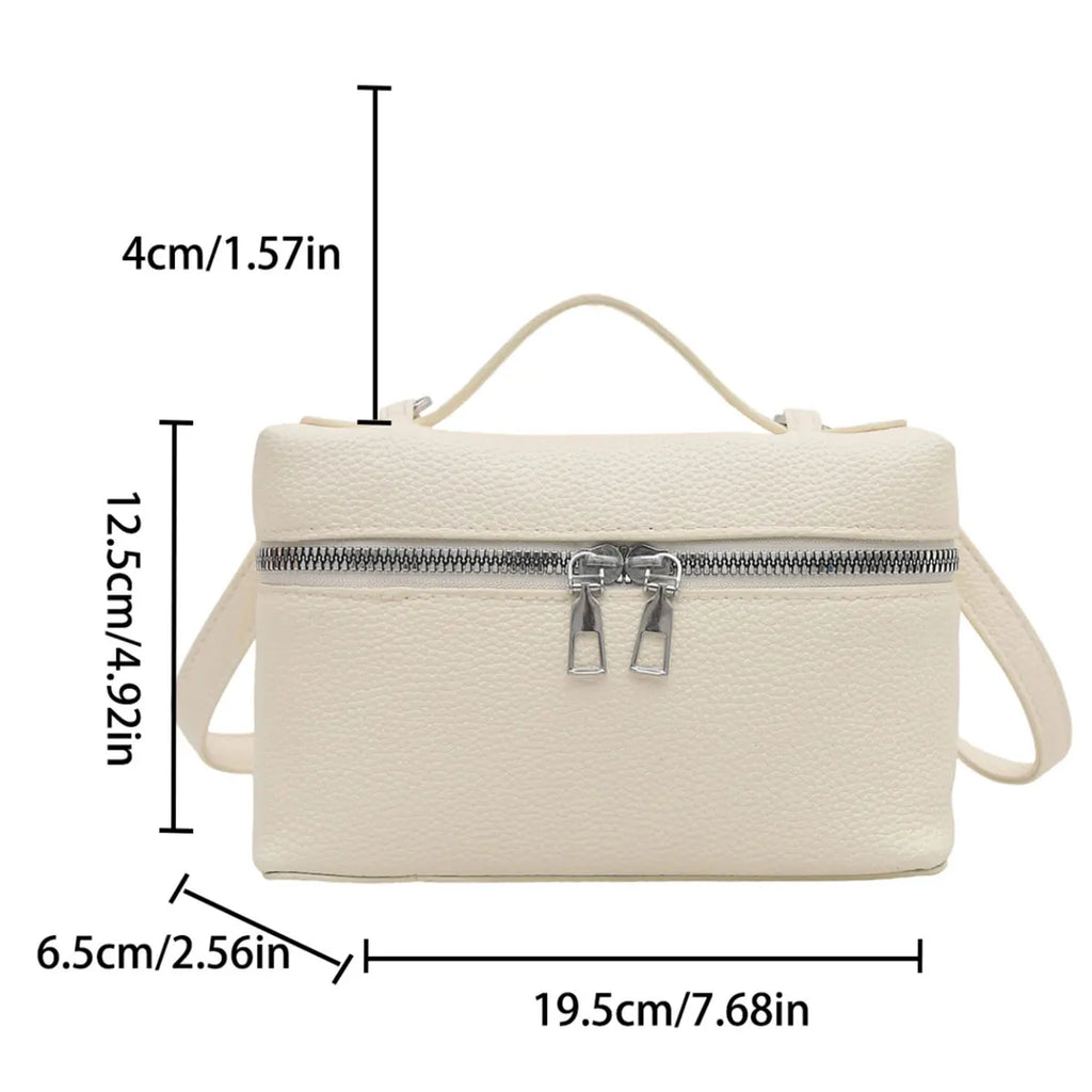 Simple and Luxurious Solid Color Box Bag Litchi Pattern Soft Hand-held Diagonal Cross Bag Daily Commuting Versatile Square Bag