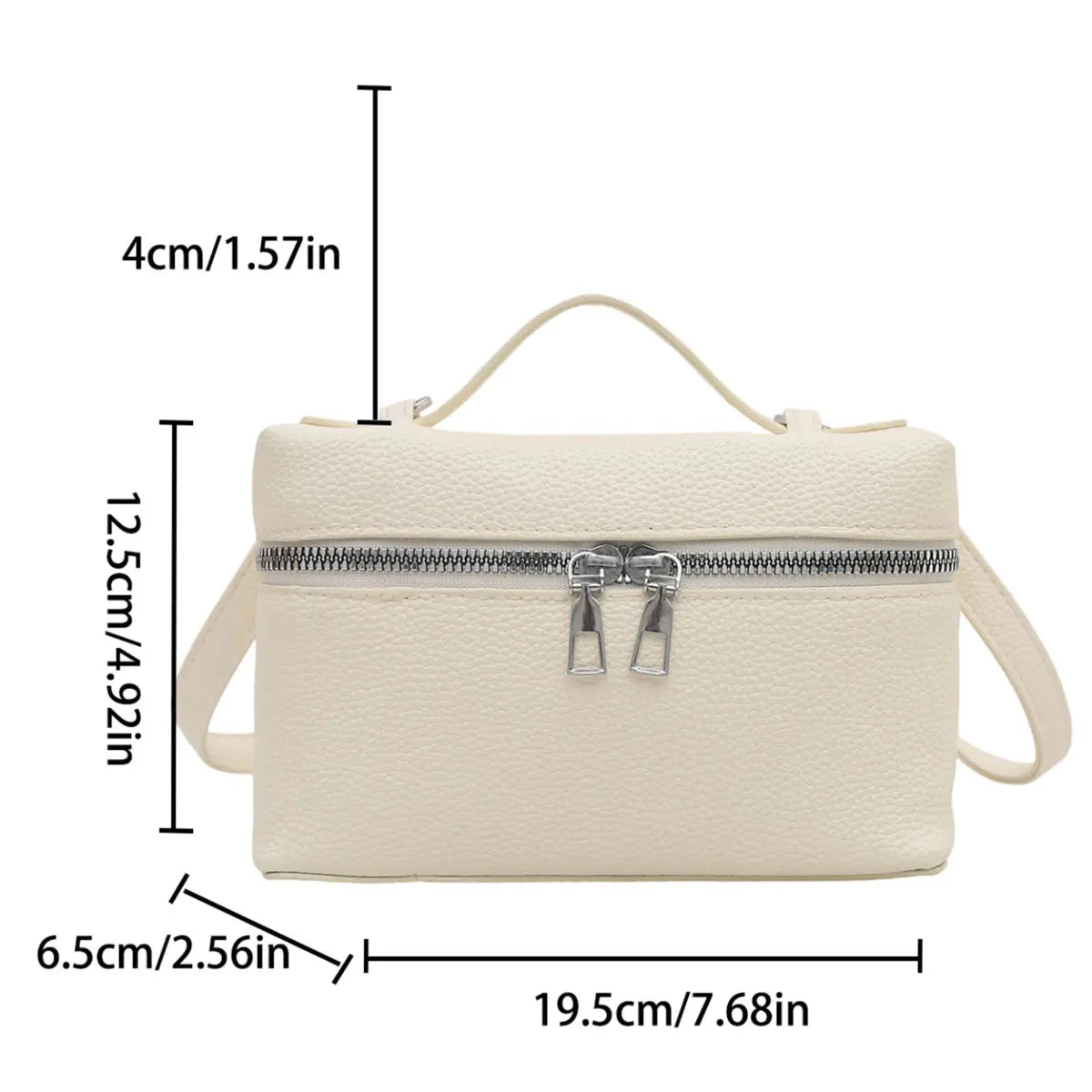 Simple and Luxurious Solid Color Box Bag Litchi Pattern Soft Hand-held Diagonal Cross Bag Daily Commuting Versatile Square Bag