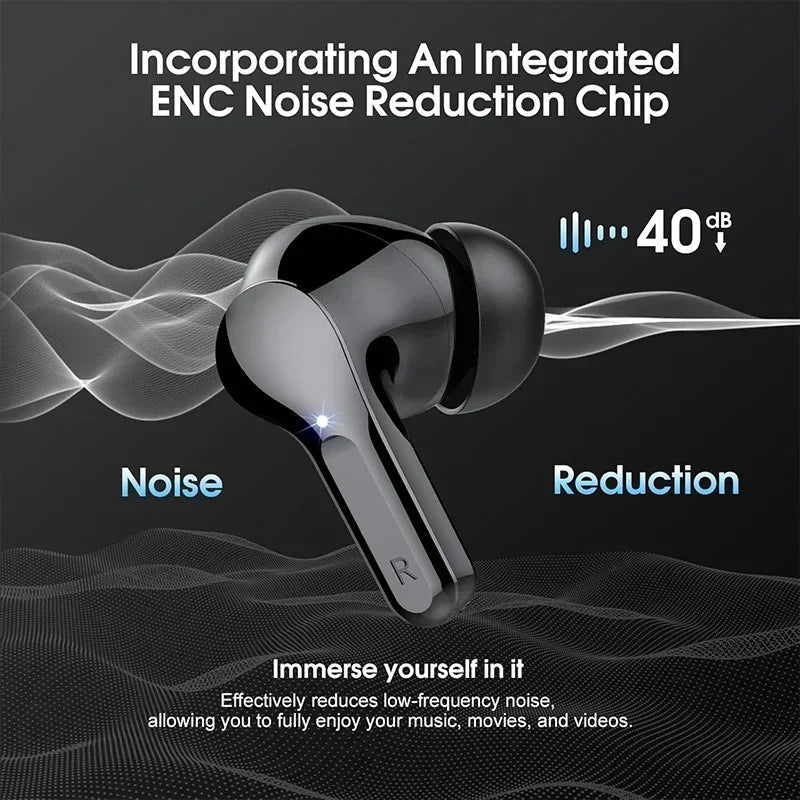 UYUXIO HiFi Stereo Earphone Wireless Earbuds with LED Display 48H Play Time Ear Buds with ENC Noise Cancelling Headphones