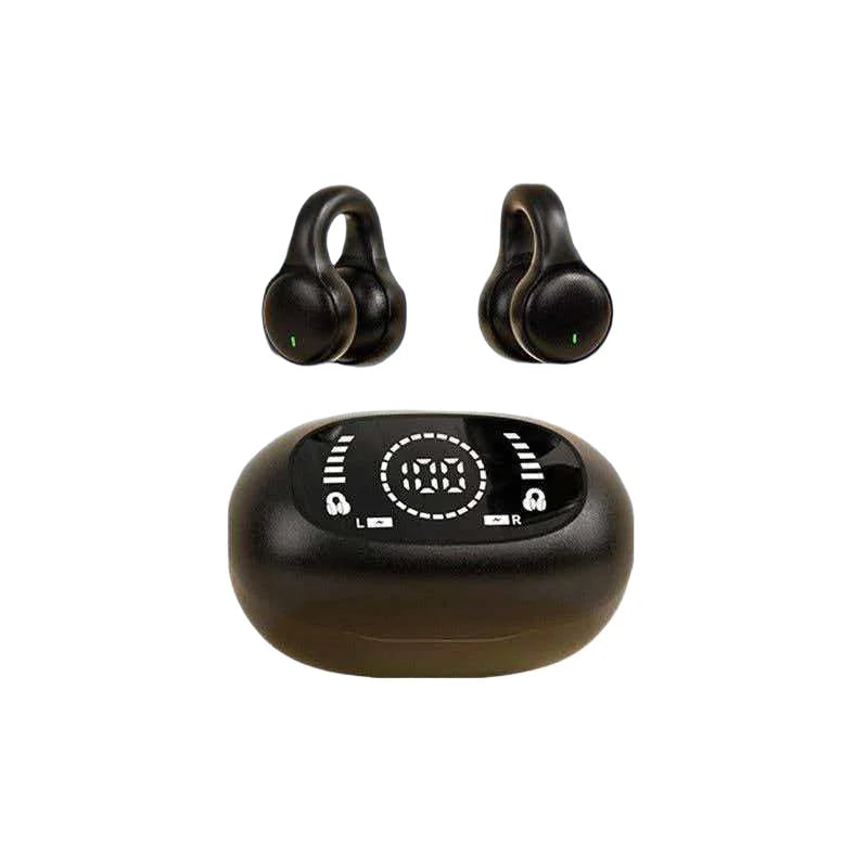 New Wireless Headset Mirror-Style Digital Display Soft Silicone Ear Clip Headphones with Noise Reduction and Lossless for Sports