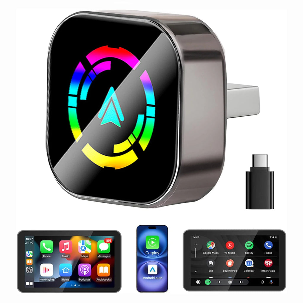 2 in 1 wireless carplay adapter for iOS 10+ & Android Auto, Plug and Play,Fast Auto-Connect,5GHz WiFi, Bluetooth 5.3