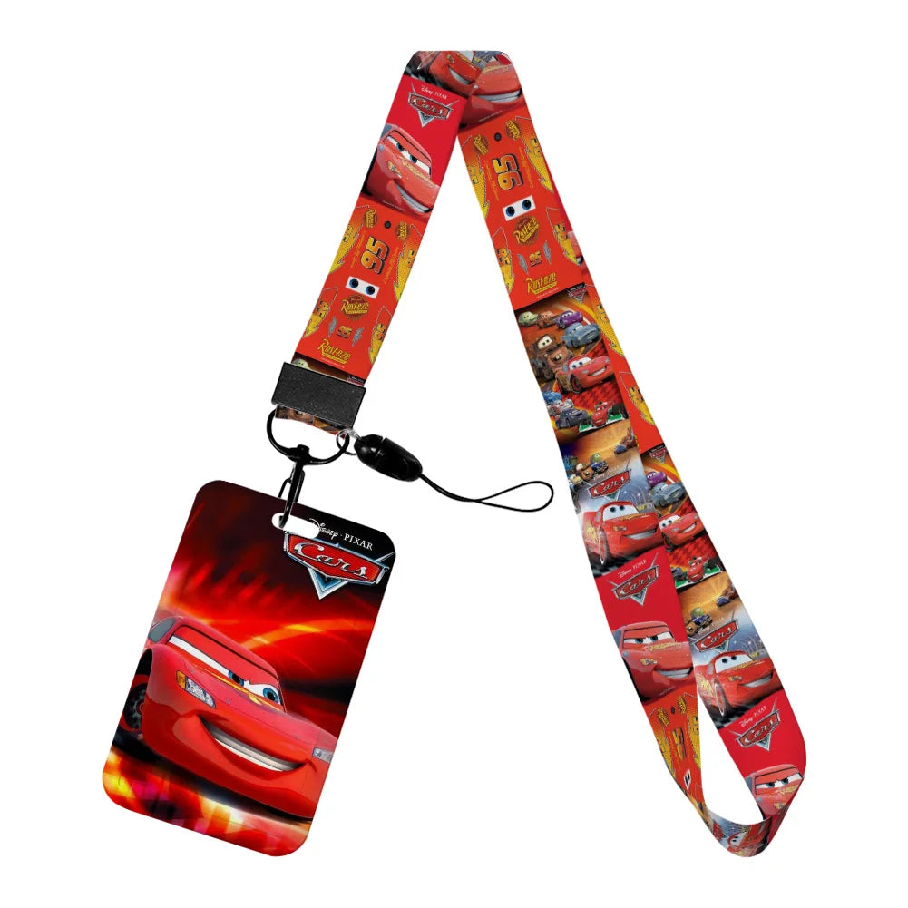 Cars Disney Movie Lightning McQueen New Arrvial Cute Cartoon Badge Holder ID Card Bus Card Holder Lanyard for Accessories Gifts