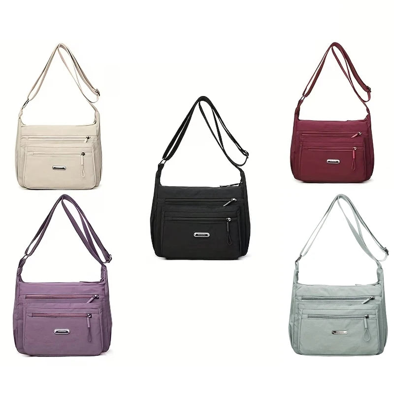 Casual Multi-pocket Crossbody Purse Adjustable Wide Strap, Multi Color Option Bag for Travel Outdoor Leisure City Outings