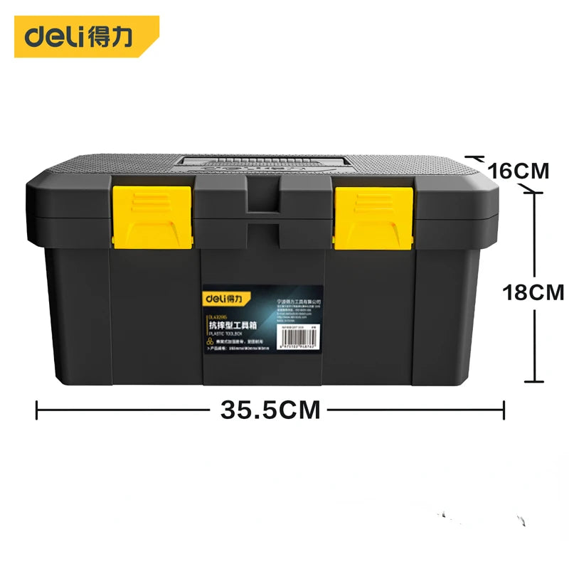 Deli 1Pcs Double Layer Household Tool Box Organizer Case Multifunctional Hardware Tool Storage Box Plastic Electrician Toolbox