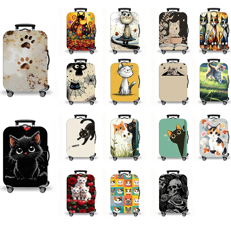 Luggage Cover, Cute Cartoon Cat Kitten Paw Print Stretch Suitcase Protector, Washable Anti-Scratch Travel Baggage Cover