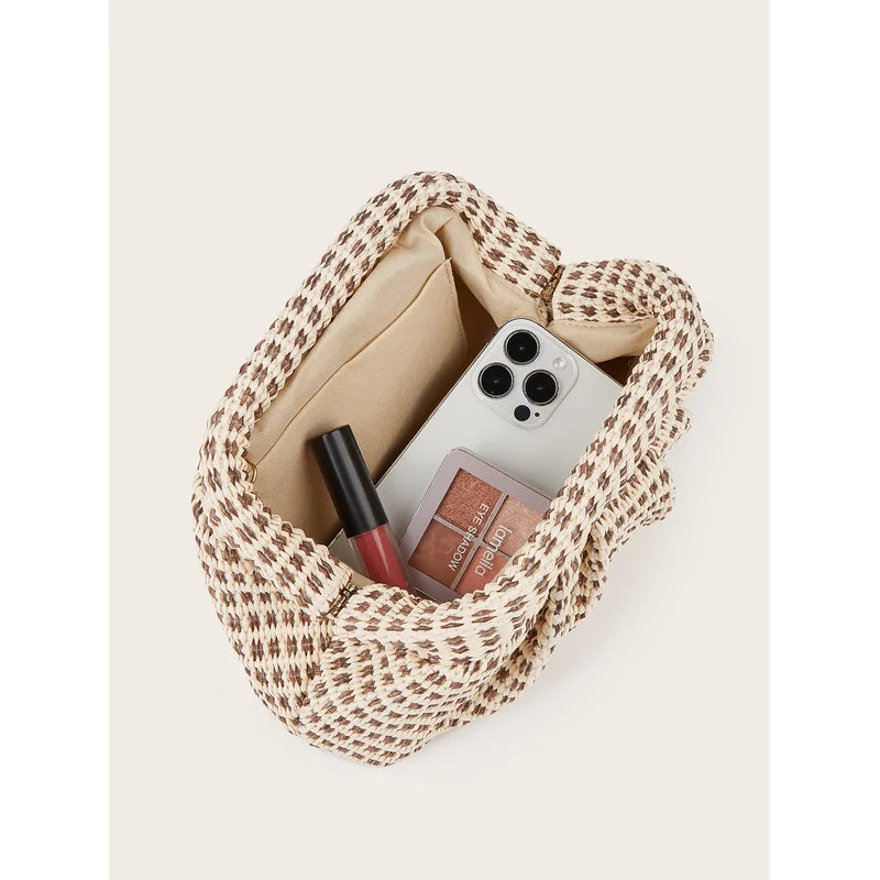 Unique New Woven Clutch Bag Suitable For Vacation And Beach Can Be Worn Crossbody Versatile Chain Clutch Bag