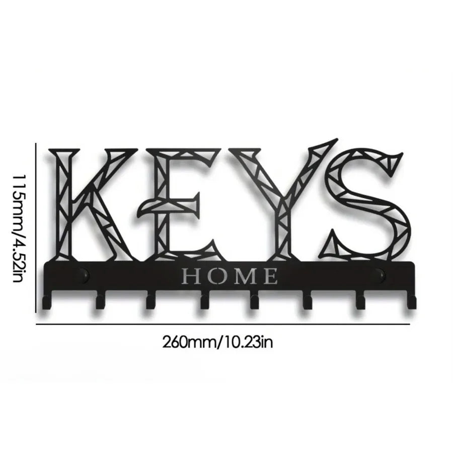 1pc Black Metal Keys Holder, Key Holder for Wall, Wall Mounted WELCOME Design Style Key Rack for Key Hanger With 8 Hooks
