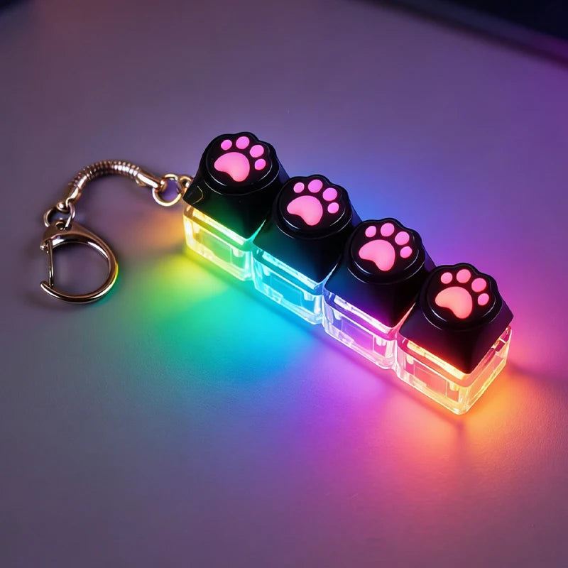  NEW Multi-choice Light Up Keyboard Keychain Crystal Clicker Fidget Toy Stress Relief Sensory Toy Portable Car Desk Decor Gift