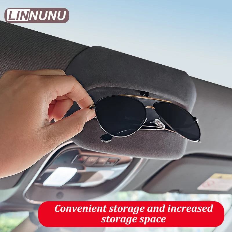Linnunu Fit for Deepal S07 Car Accessories Car Glasses Case Car Roof Glasses Case Modification Accessories Multifunctional Sunglasses Case Clip Car Accessories Suede Style Glasses Case