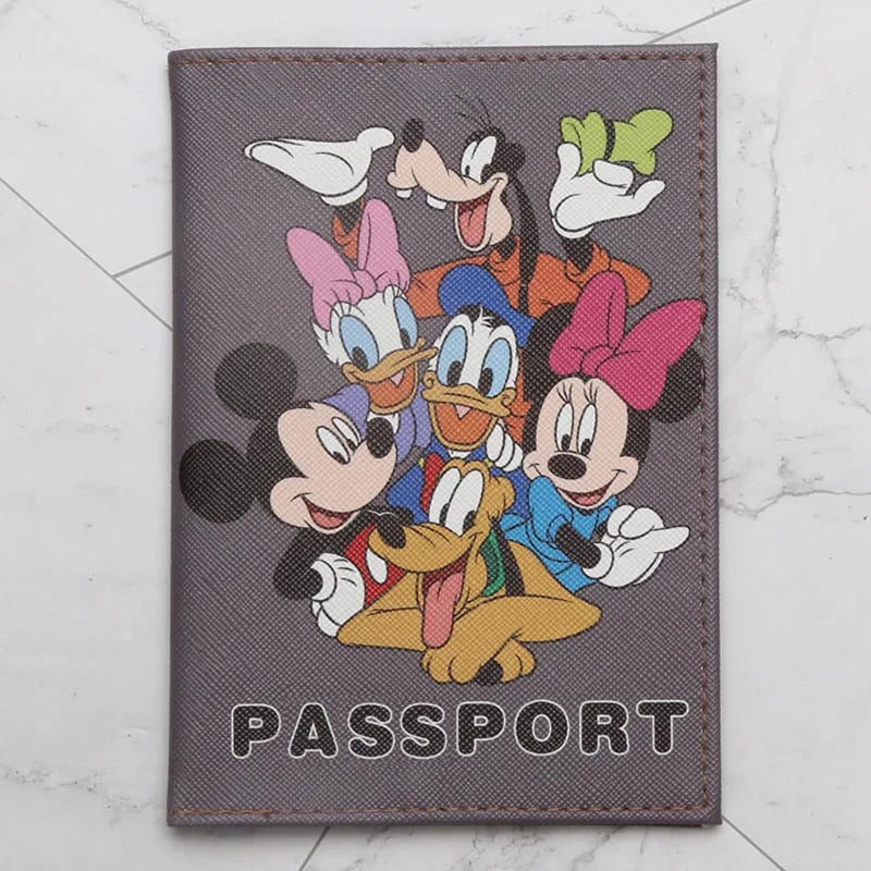 Cartoon Travel Accessories Disney Mickey Princess Passport Holder PU Leather Women Travel Passport Cover Case Card ID Holders