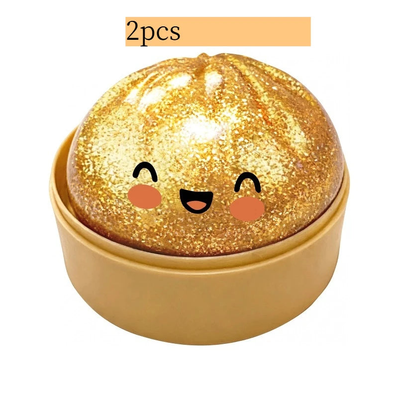 Glitter Dumpling Squishes Stress Balls 2026 Viral Fidget Toy Colorful Simulation Steamed Bun Decompression Toy for Anxiety