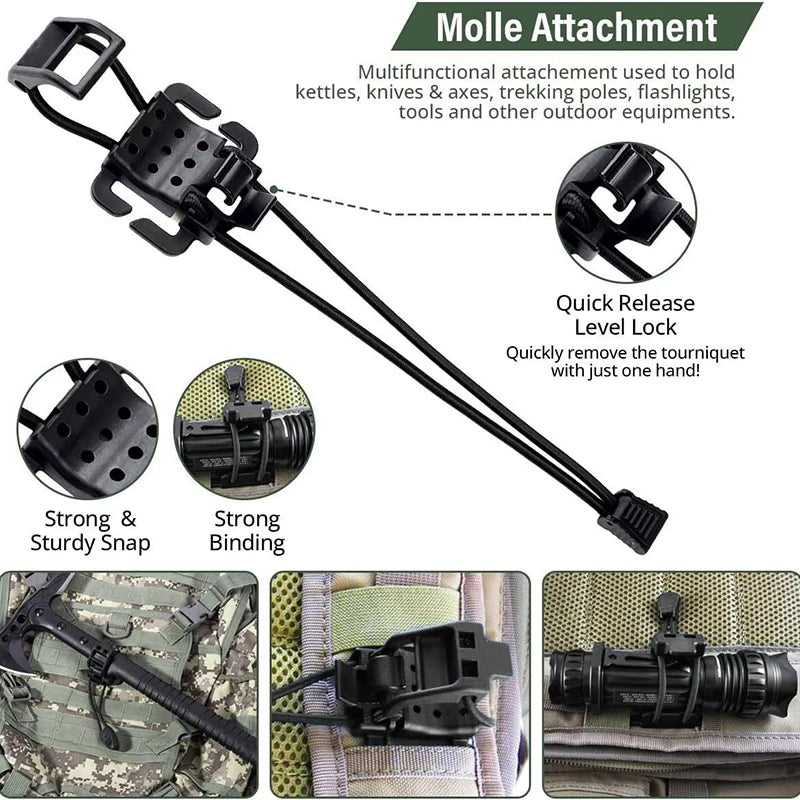 Tactical Flashlight Clip Molle Hiking Accessories Multifunction Hanging Buckle Shovel Clamp Axe Clamp Bracket Military Backpack