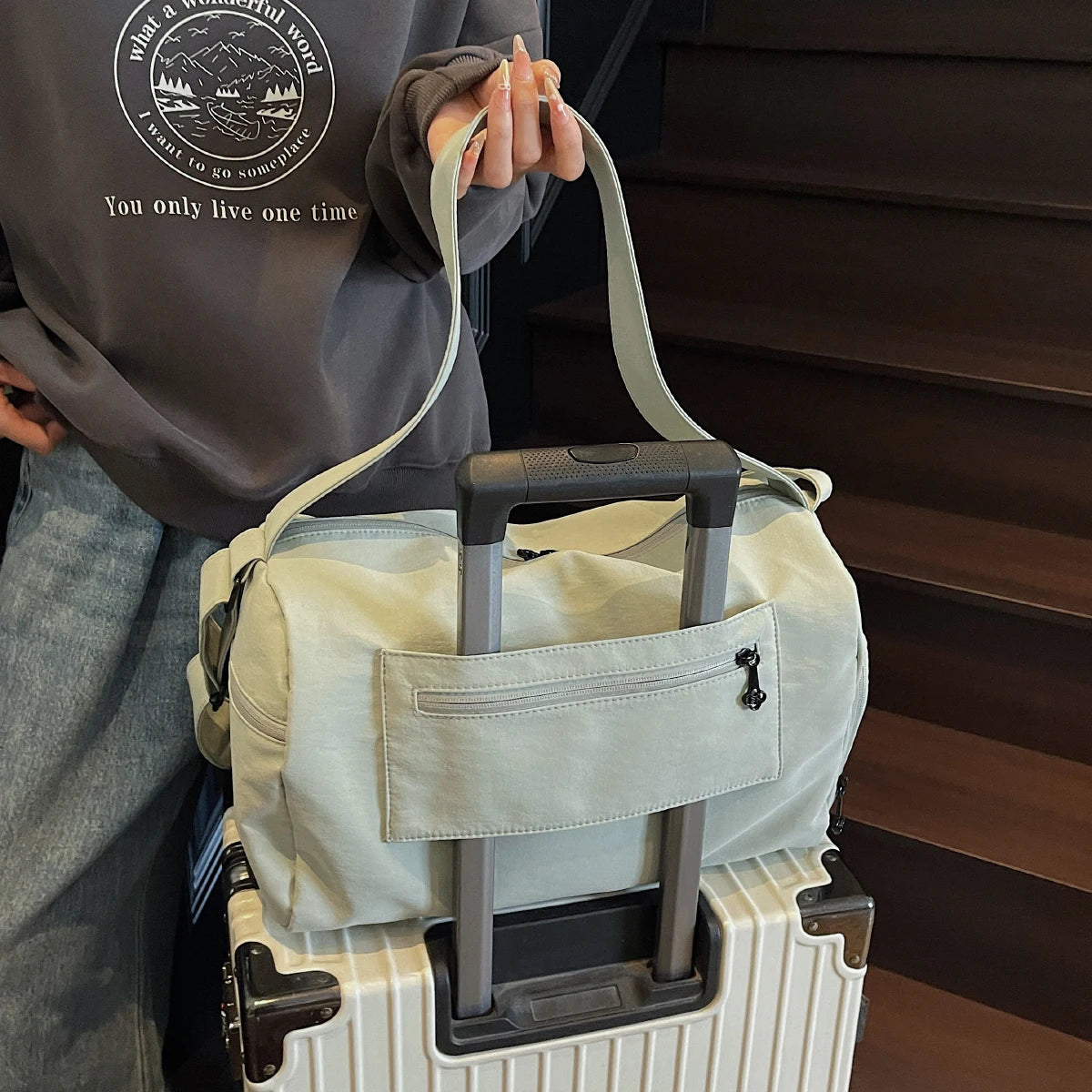 Sports Fitness Bag for Women, Wet and Dry Separation Swimming Bag, Large Capacity Portable Short-Distance Travel Bag, Luggage St