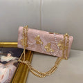 High Quality Textured PU Square Bag Metal Butterfly Pearl Beading Lady Purse Women's Handbag Fashion Shoulder Messenger Bag