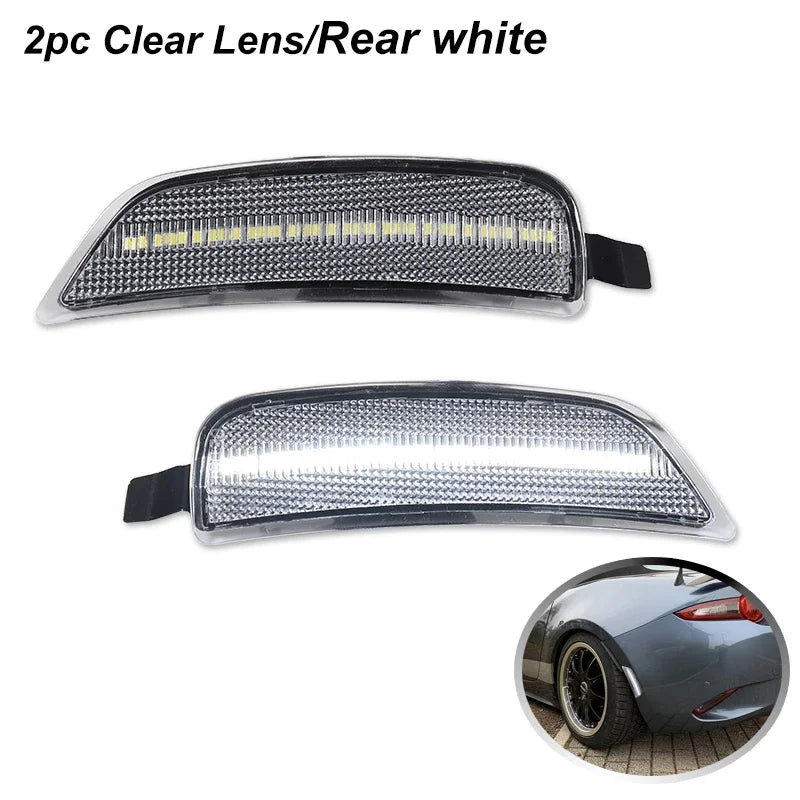 LED Side Marker Lights Assembly Smoked Lens for 2016-2023 Mazda MX-5 Miata ND Front Amber & Rear Red Fender Side Marker Lamp
