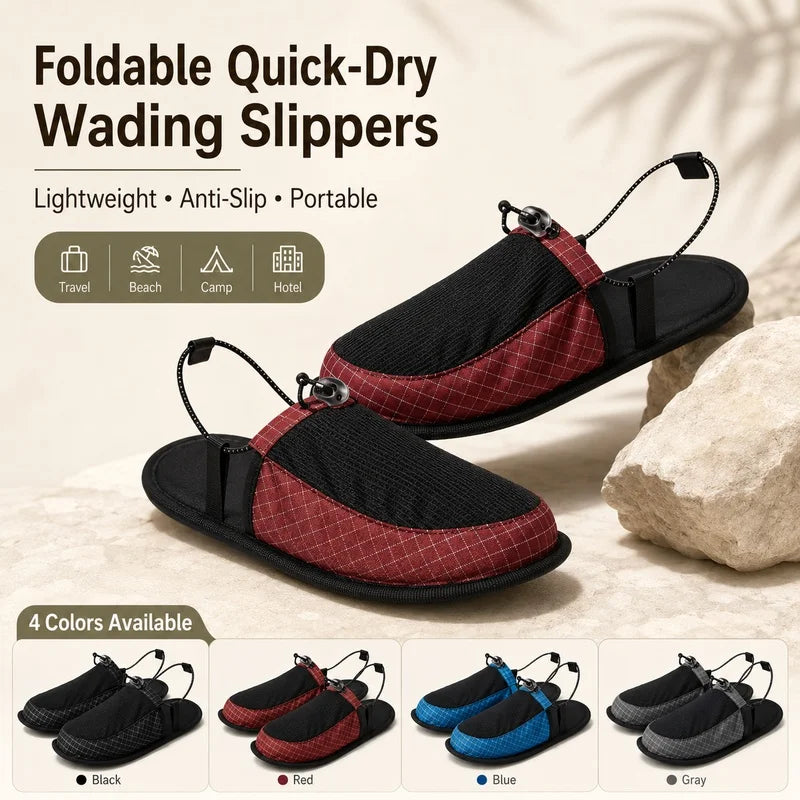 Foldable Quick Dry Water Slippers Anti Slip Barefoot Wading Shoes Lightweight Travel Beach Camp Hotel Portable Outdoor Sandals