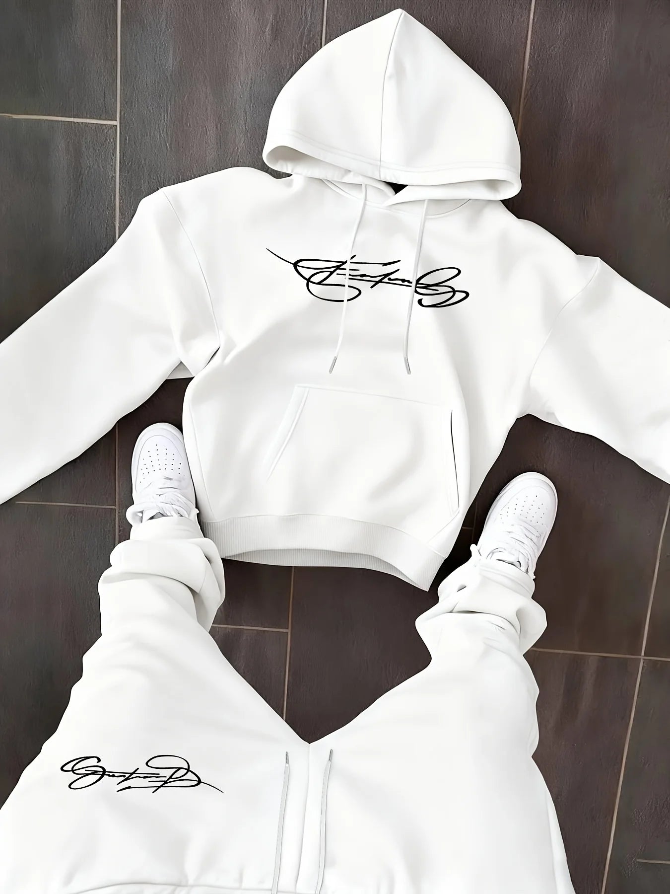 Men's Printed Pullover Hoodie + Sweatpants Two-piece Street Outdoor Fashion Fitness Leisure Sportswear Suit man two piece sets