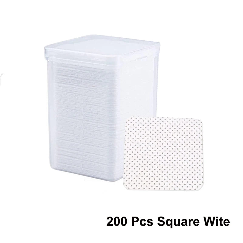 200Pcs/Box Lint Free Nail Wipes Eyelash Extension Glue Wipes Cleaner Cloth Non-Woven Fabric Nail Gel Polish Remover Cotton Pads