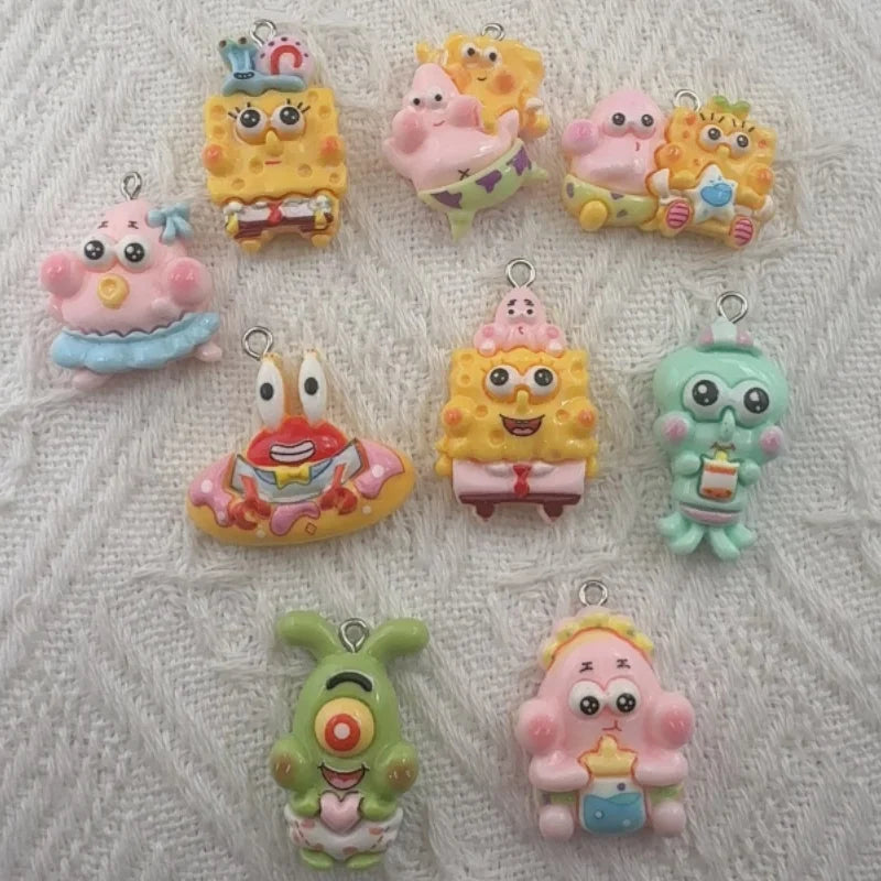 10pcs cartoon resin pendant, DIY jewelry making earrings, keychain accessories