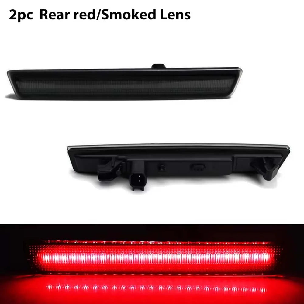Smoked Lens Front Amber Rear Red LED Car Bumper Side Marker Turn Signal Lights Fender Flare Lamps For Dodge Challenger 2015-2023