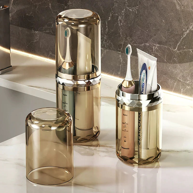 Accessory Toothpaste Toothbrush Holder Travel Bathroom Organizer Portable Wash Cup Storage Box Plastic Brush Mouthwash