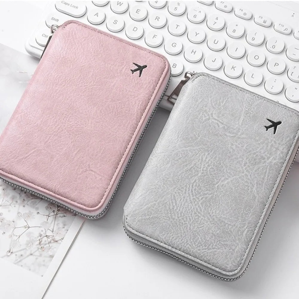 Fashionable Large Capacity ID Passport Case Zippered PU Leather Travel Passport Holder Credit Card Case Travel