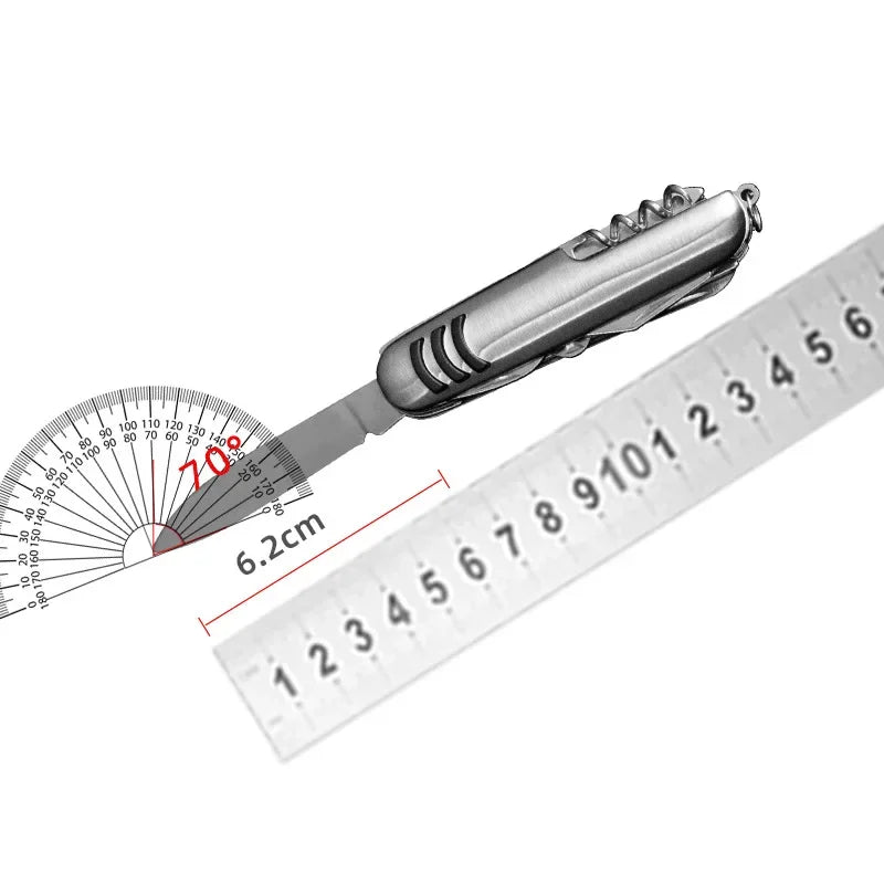 Multifunctional Pocket Knife Tool, Stainless Steel Folding Knife 11 in 1 for Camping Outdoors, Hiking, Eoc Portable Multitool