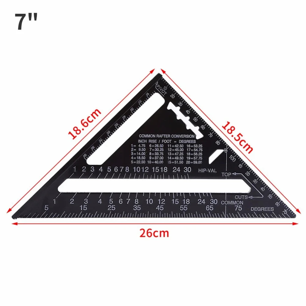 7'' /12" Aluminum Alloy Triangle Ruler Gauges Speed Protractor Miter Carpenter Line Scriber Saw Guide Percision Measurement Tool