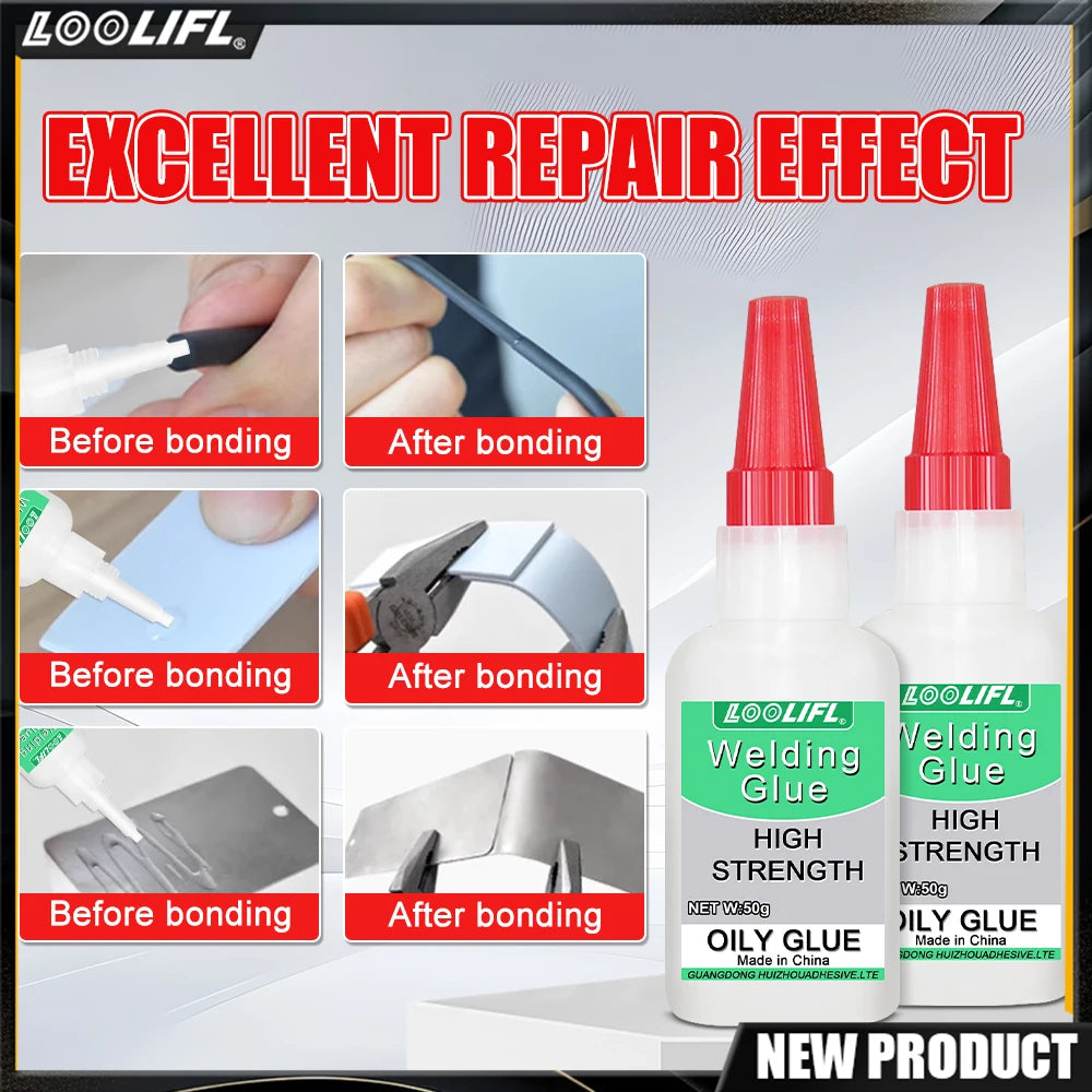 Oily Welding Adhesive, Super Glue, Metal Adhesive, Acrylic Adhesive, Home & Garden Repair Tool, For Iron Aluminum Copper Stainless Steel Wood Plastic Glass Leather Rubber, High Strength Fast Setting.