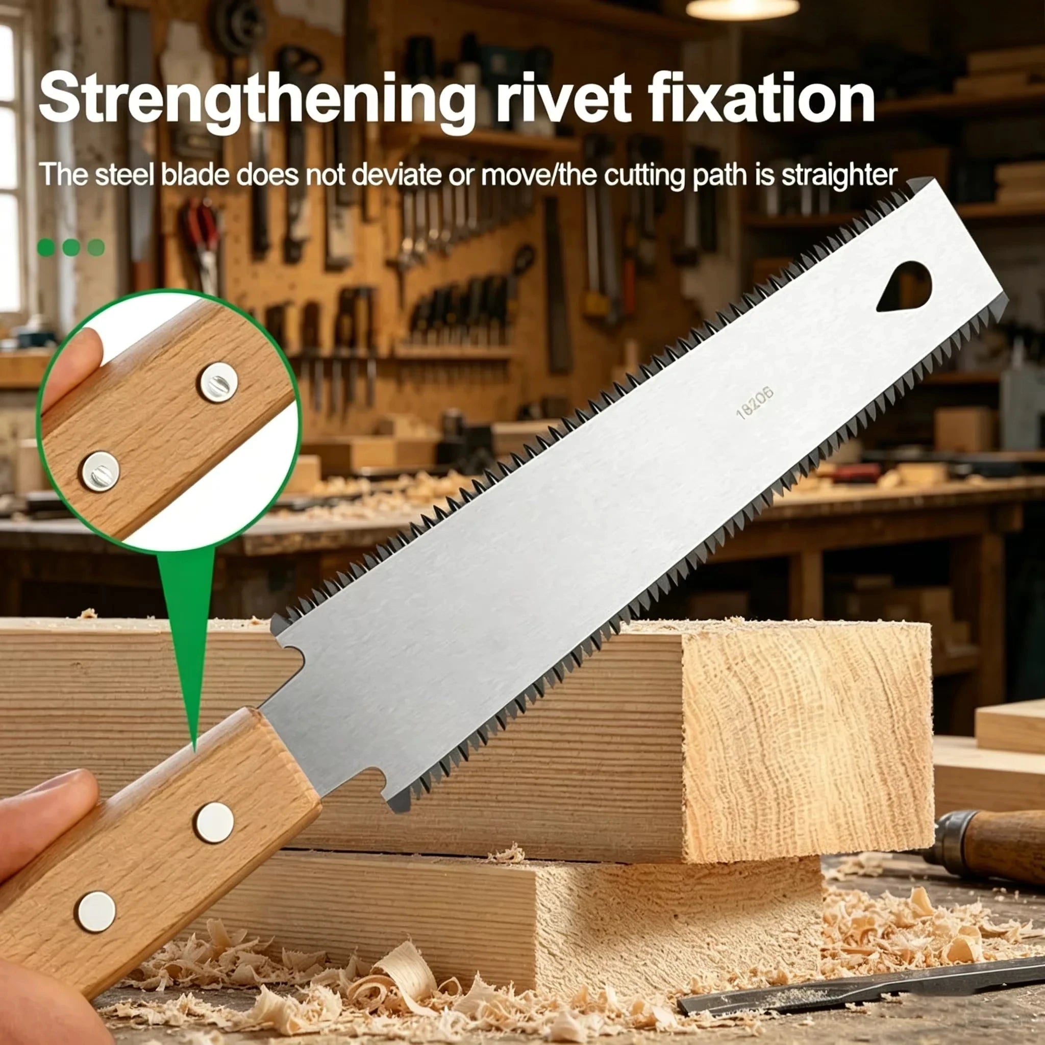 Flexible Fine Tooth Japanese Hand Saw with SK5 Steel Blade, Single & Double Sided Wood Cutter, Durable Woodworking & Garden Tool