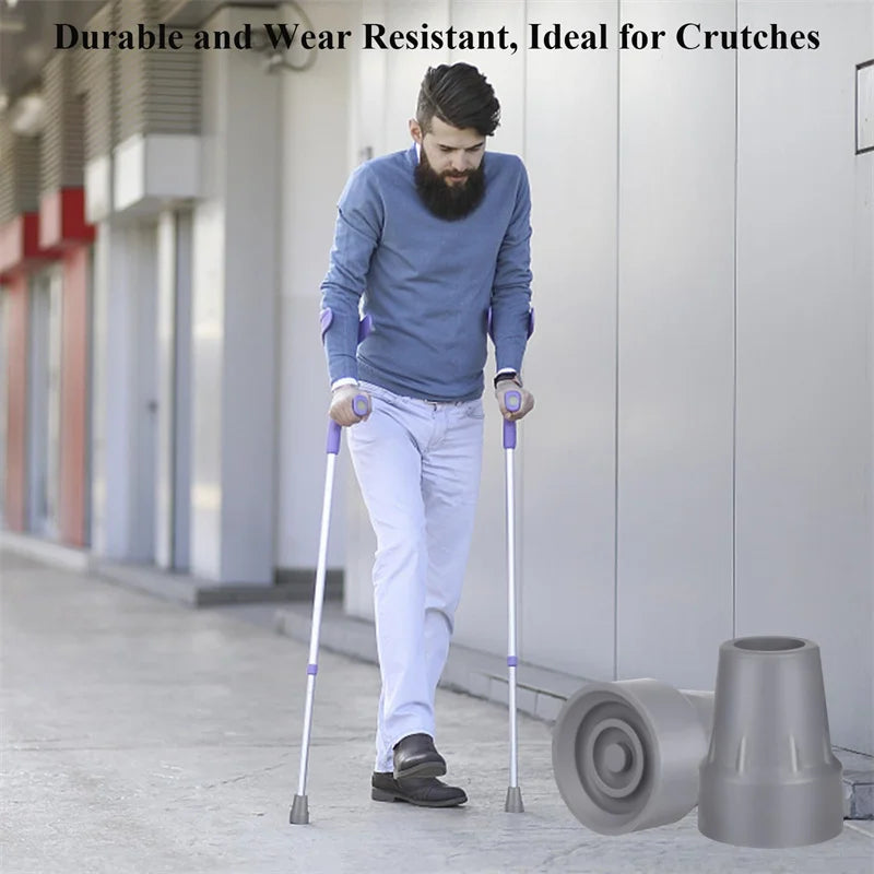Rubber Trekking Pole Cap Walking Stick Crutch Cane Bottom Pads Cover Ferrule Non-slip Foot Cover Trekking Pole Cane Crutch
