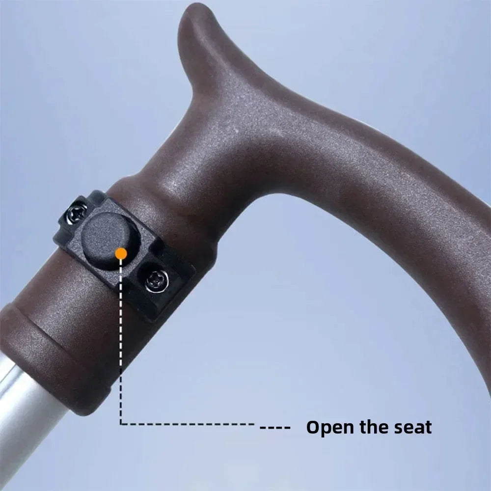 Foldable Walking Cane with Seat Portable Walking Stick 120kg Weight Capacity Suitable for Outdoor Hiking Camping