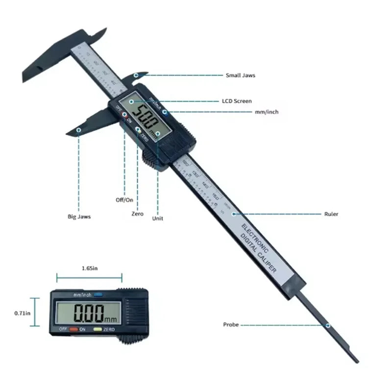 100mm 150mm  Electronic Digital Caliper Tool Carbon Fiber Dial Vernier Caliper Gauge Micrometer Measuring Tool Digital Ruler