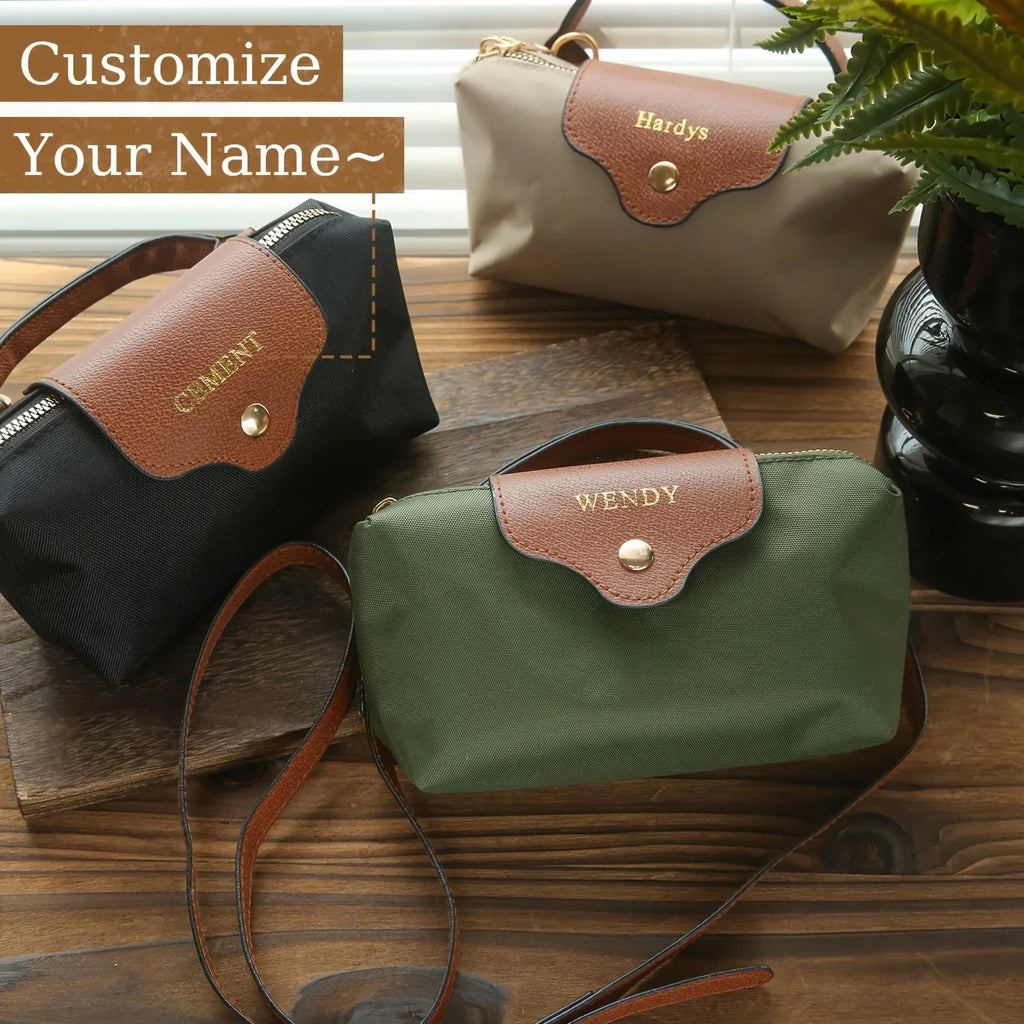 Custom Name Mini Crossbody Bag Women Customized Handbag Chic Lightweight Purses with Adjustable Strap Classic Retro Dumpling Bag