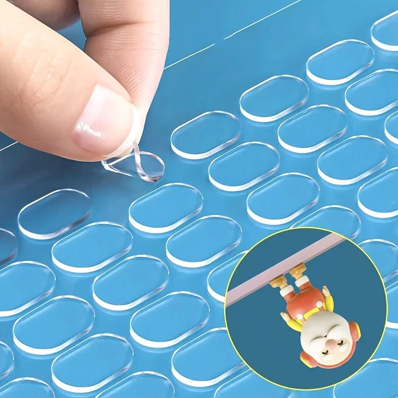 Removable Double Sided Gel Glue Pads Clear Sticky Glue for Plastic Surfaces Action Figures Posters Wall Hanging Dots