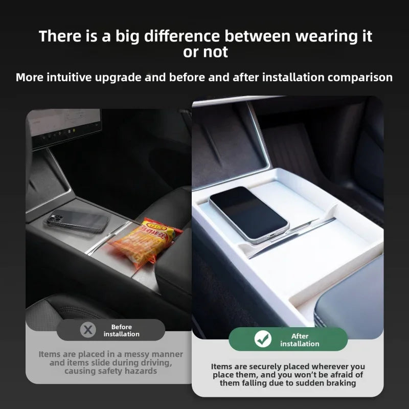 For Tesla Model 3/Y/YL Highland Juniper 2026 Center Armrest Storage Box Tray Console Organizer Box Accessories