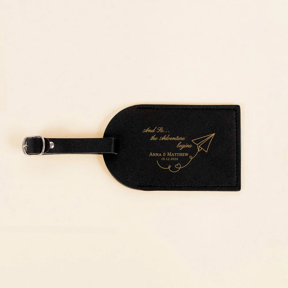 Personalized Leather Monogrammed Luggage Tag Couple Travel Baggage Label Tags Wedding Custom Best Friend Gift Bridal Shower Gift