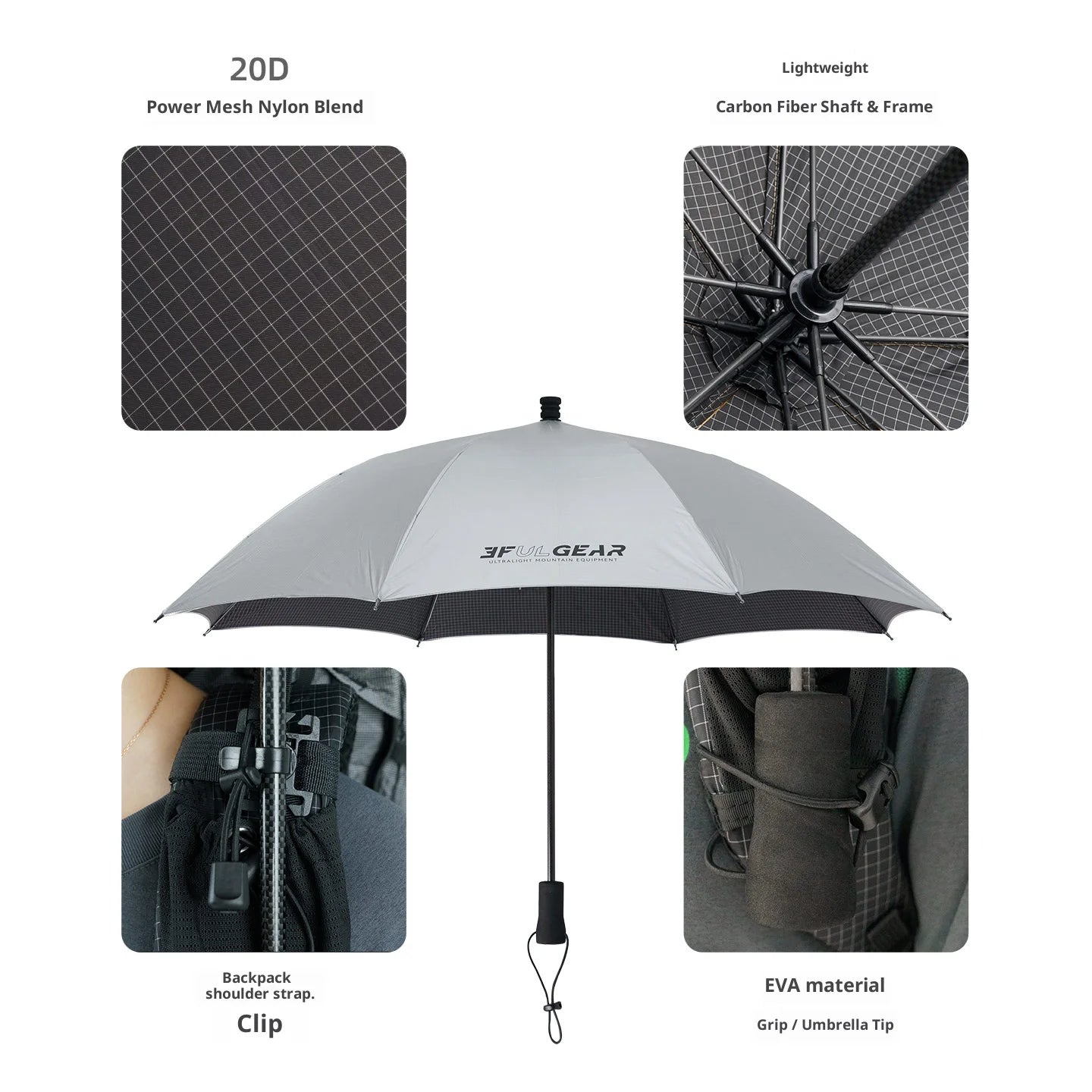 3F UL GEAR Ultra Light Hiking Umbrella, Rain and Rain Dual-use Hiking Sunscreen Umbrella