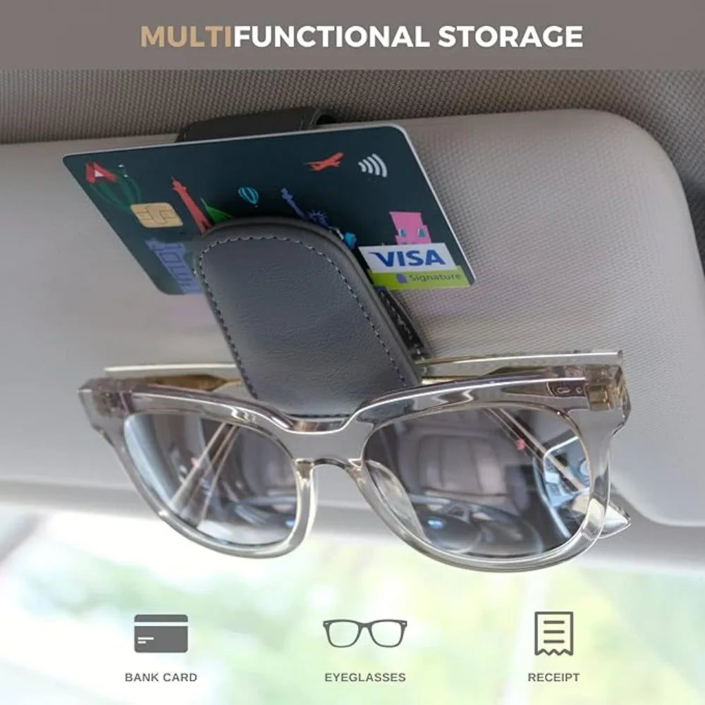 Car Glasses Holder Sun Visor Torage Clip Leather Card Ticket Fastener Multi Functional Magnetism Cars Interior Storage Bracket