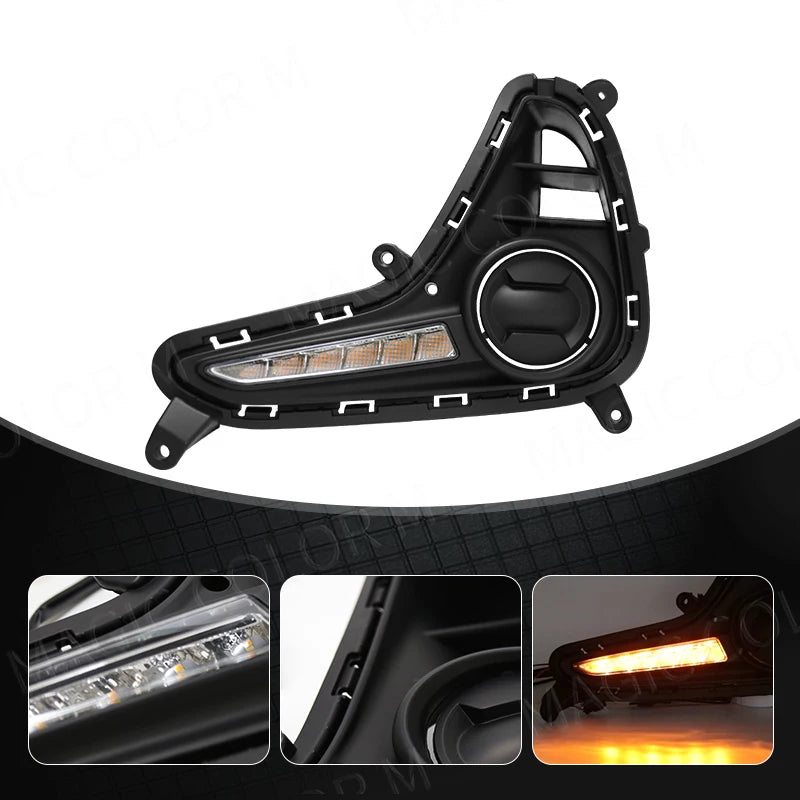 For Hyundai Grand I10 2017 2018 2019 DRL Daytime Running Light LED Fog Lamp Turn Signal Yellow White Waterproof