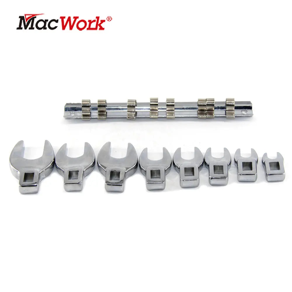 8Pcs 3/8 Inch Drive Crowfoot Wrench Set 10 to 22mm Metric/SAE Imperial Chrome Plated